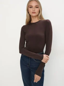 Blusen, Hemden>MOHITO Basic fitted blouse Dunkelbraun
