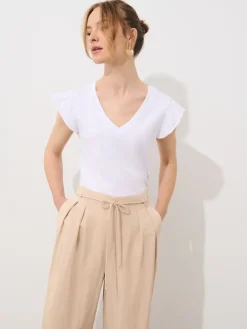 T-shirts, Tops>MOHITO Baumwollbluse mit Rüschen Weiu00df