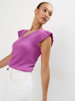 T-shirts, Tops></noscript>MOHITO Baumwollbluse mit Rüschen Violett
