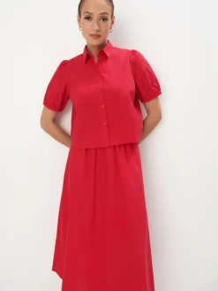 Sets|Blusen, Hemden>MOHITO Baumwollhemd Rot