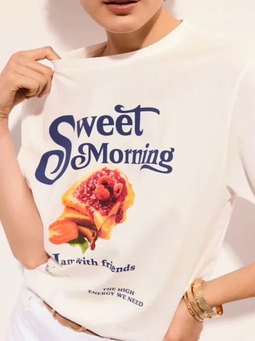 T-shirts, Tops>MOHITO Baumwoll-T-Shirt mit Print Weiu00df