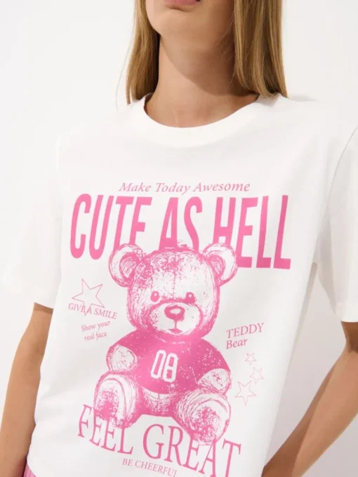 T-shirts, Tops>MOHITO Baumwoll-T-Shirt mit Print Weiu00df