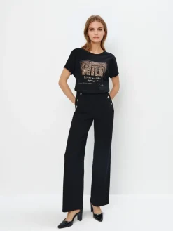 T-shirts, Tops>MOHITO Baumwoll-T-Shirt mit Print Schwarz