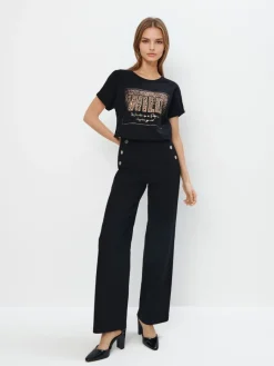 T-shirts, Tops></noscript>MOHITO Baumwoll-T-Shirt mit Print Schwarz