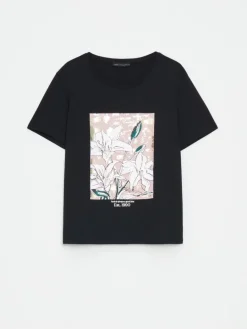 T-shirts, Tops></noscript>MOHITO Baumwoll-T-Shirt mit Print Schwarz