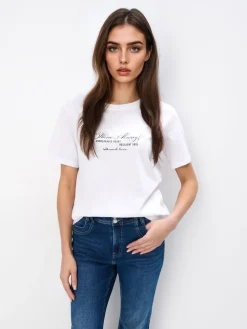 T-shirts, Tops>MOHITO Baumwoll-T-Shirt mit Print Weiu00df