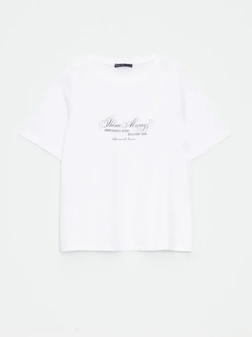 T-shirts, Tops>MOHITO Baumwoll-T-Shirt mit Print Weiu00df
