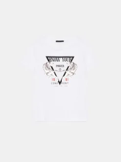 T-shirts, Tops></noscript>MOHITO Baumwoll-T-Shirt mit Print Weiu00df