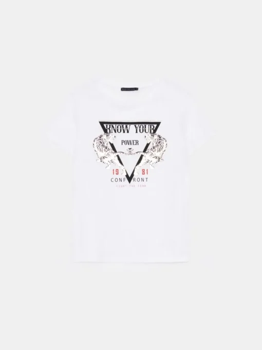 T-shirts, Tops>MOHITO Baumwoll-T-Shirt mit Print Weiu00df