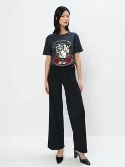 T-shirts, Tops>MOHITO Baumwoll-T-Shirt mit Print Schwarz