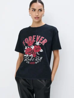 T-shirts, Tops>MOHITO Baumwoll-T-Shirt mit Print Grau