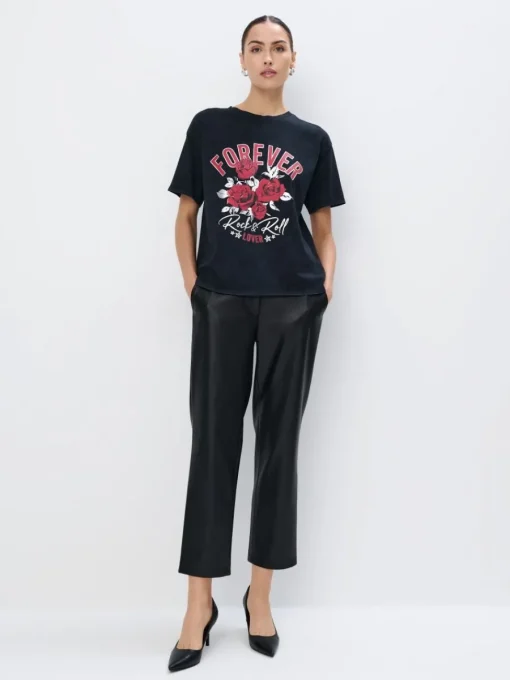 T-shirts, Tops>MOHITO Baumwoll-T-Shirt mit Print Grau
