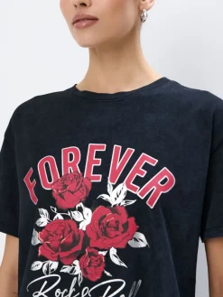 T-shirts, Tops></noscript>MOHITO Baumwoll-T-Shirt mit Print Grau
