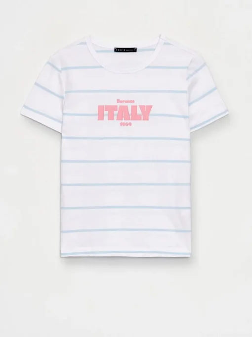 T-shirts, Tops>MOHITO Baumwoll-T-Shirt mit Print Blau