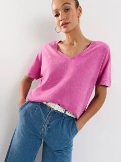 T-shirts, Tops>MOHITO Baumwoll-T-Shirt mit Wascheffekt Pink