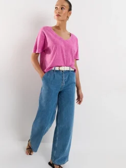T-shirts, Tops>MOHITO Baumwoll-T-Shirt mit Wascheffekt Pink