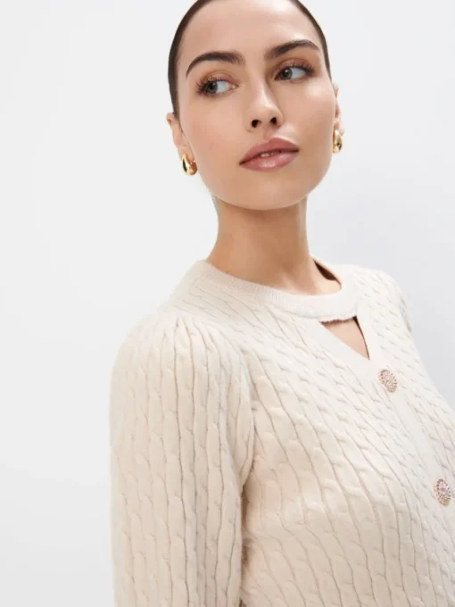 Pullover>MOHITO Beige Strickjacke mit Zierknöpfen Nude