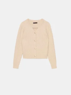 Pullover></noscript>MOHITO Beige Strickjacke mit Zierknöpfen Nude
