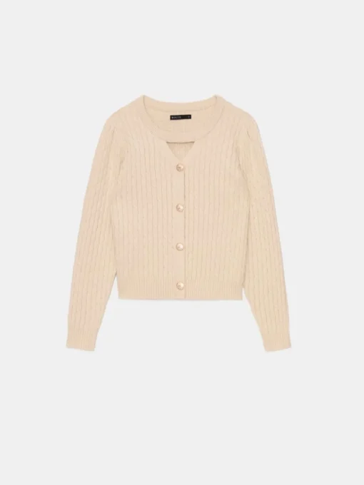 Pullover>MOHITO Beige Strickjacke mit Zierknöpfen Nude