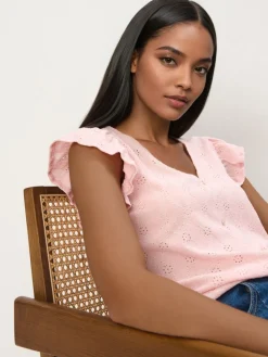 Blusen, Hemden>MOHITO Bestickte Bluse Pastellrosa