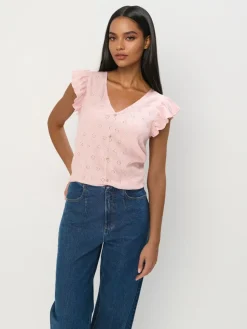 Blusen, Hemden>MOHITO Bestickte Bluse Pastellrosa
