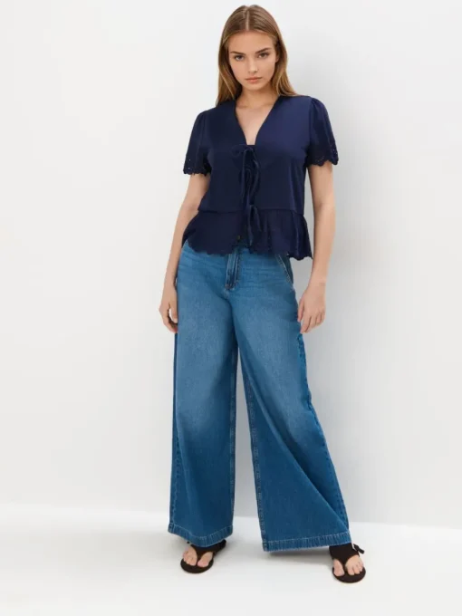 Blusen, Hemden>MOHITO Bestickte Bluse Navy