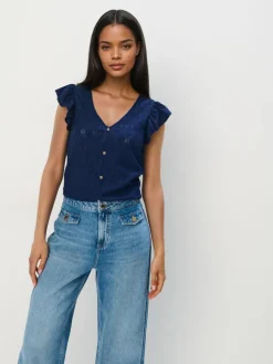 Blusen, Hemden>MOHITO Bestickte Bluse Navy