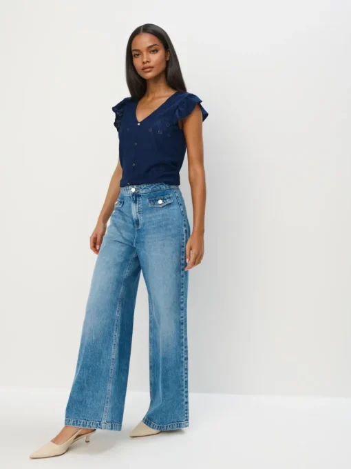 Blusen, Hemden>MOHITO Bestickte Bluse Navy