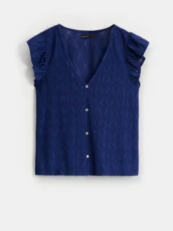 Blusen, Hemden></noscript>MOHITO Bestickte Bluse Navy