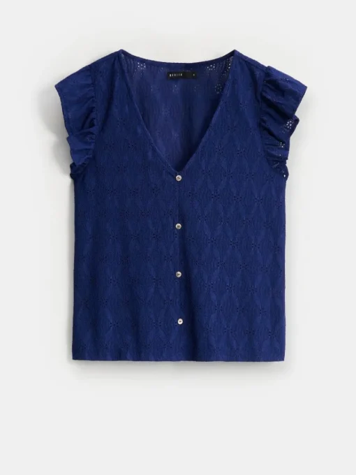 Blusen, Hemden>MOHITO Bestickte Bluse Navy