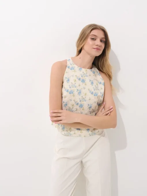 Blusen, Hemden>MOHITO Bestickte Bluse Creme