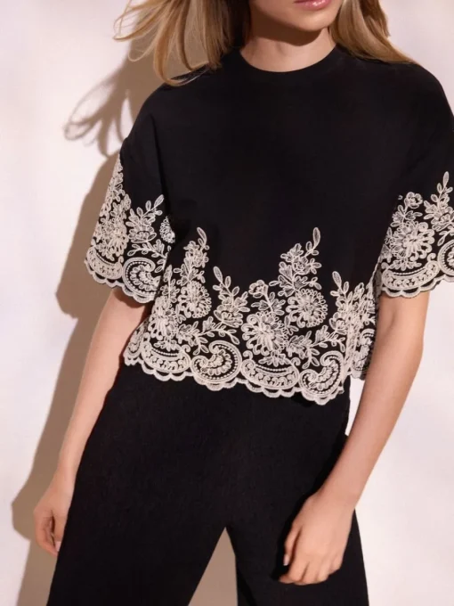 Blusen, Hemden>MOHITO Bestickte Bluse Schwarz