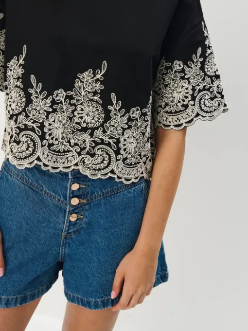 Blusen, Hemden>MOHITO Bestickte Bluse Schwarz