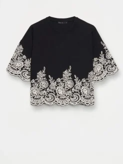 Blusen, Hemden></noscript>MOHITO Bestickte Bluse Schwarz
