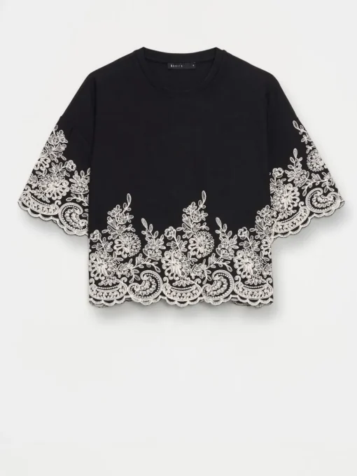 Blusen, Hemden>MOHITO Bestickte Bluse Schwarz