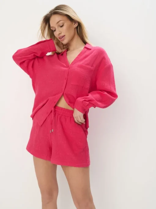 Sets|Shorts>MOHITO Bestickte Shorts aus Baumwolle Pink