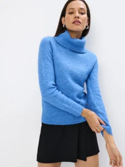 Pullover>MOHITO Blauer Rollkragenpullover Hellblau