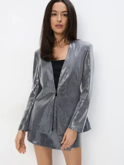 Blazer>MOHITO Blazer mit Pailletten Grau