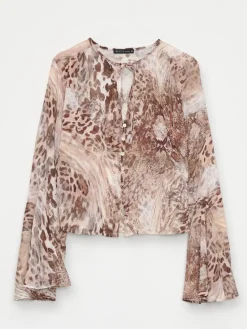 Blusen, Hemden>MOHITO Blouse with animal print Beige