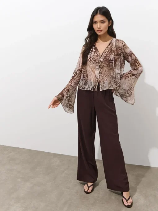 Blusen, Hemden>MOHITO Blouse with animal print Beige