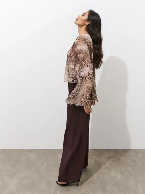 Blusen, Hemden>MOHITO Blouse with animal print Beige