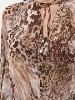 Blusen, Hemden></noscript>MOHITO Blouse with animal print Beige