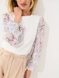 Blusen, Hemden>MOHITO Bluse Aus Baumwolle Creme