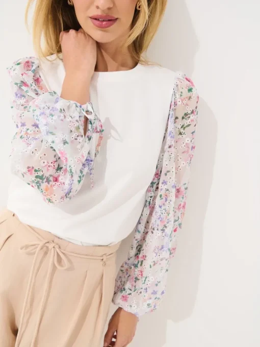 Blusen, Hemden>MOHITO Bluse Aus Baumwolle Creme