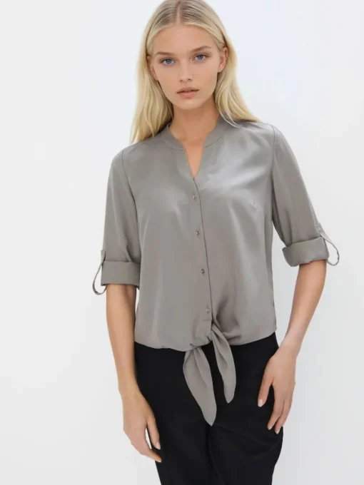Blusen, Hemden>MOHITO Bluse Aus Lyocell Grau