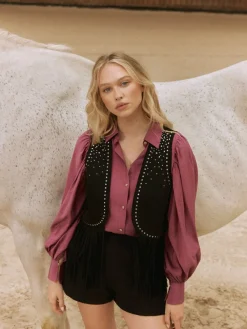 Blusen, Hemden></noscript>MOHITO Bluse aus Lyocell-Mix Dunkelviolett