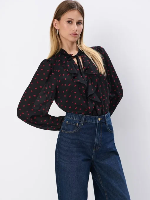Blusen, Hemden>MOHITO Bluse mit Bindedetail Schwarz