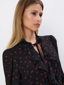 Blusen, Hemden></noscript>MOHITO Bluse mit Bindedetail Schwarz