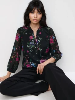 Blusen, Hemden></noscript>MOHITO Bluse mit Blumenprint Schwarz