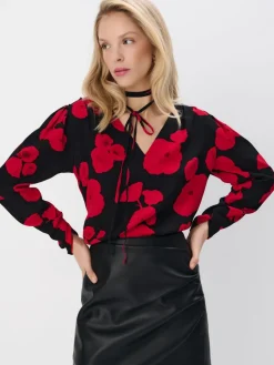 Blusen, Hemden>MOHITO Bluse mit Blumenprint Schwarz